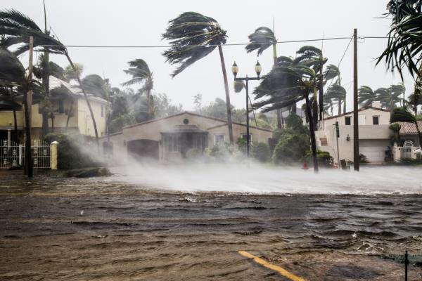 A flooded street during a hurricane