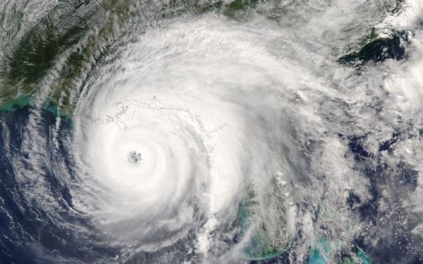 Category 5 super typhoon from outer space view