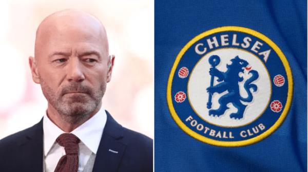 Alan Shearer (left) and a Chelsea badge (right)