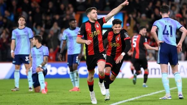 Ryan Christie celebrates is opener against Arsenal