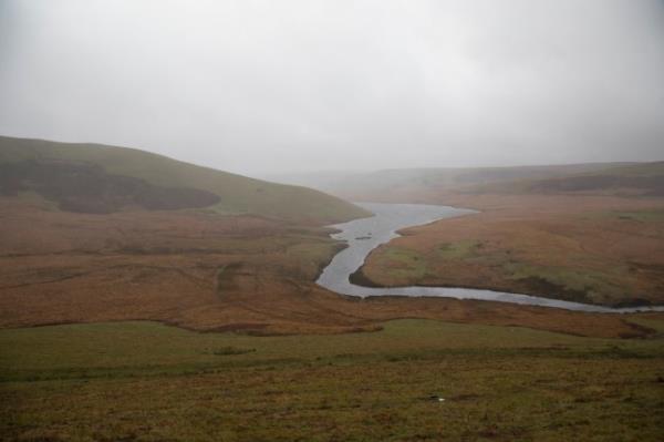 Rainy weather along the Elan Valley in Wales