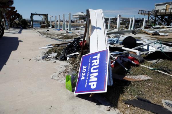 Trump sign in hurricane-ravaged town