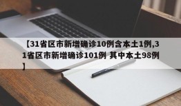 【31省区市新增确诊10例含本土1例,31省区市新增确诊101例 其中本土98例】
