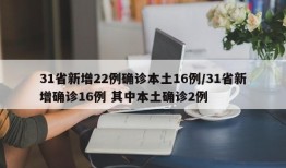 31省新增22例确诊本土16例/31省新增确诊16例 其中本土确诊2例
