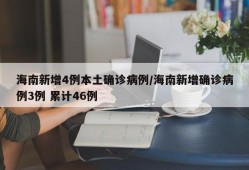 海南新增4例本土确诊病例/海南新增确诊病例3例 累计46例