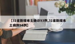 【31省新增本土确诊93例,31省新增本土病例94例】