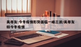 吴尊友:今冬疫情形势面临一峰三波/吴尊友称今冬疫情